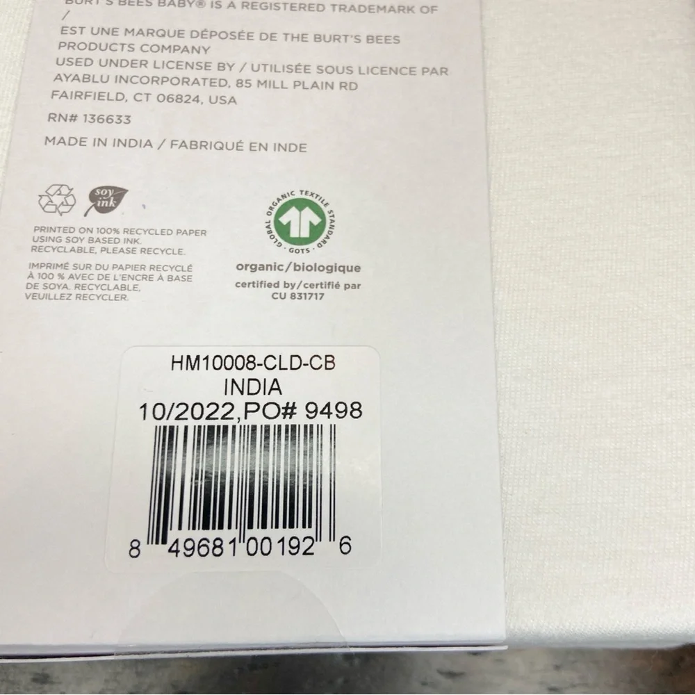 Burt’s Bees Baby 100% Solid Organic Cotton BEESNUG® Fitted Crib Sheet NEW